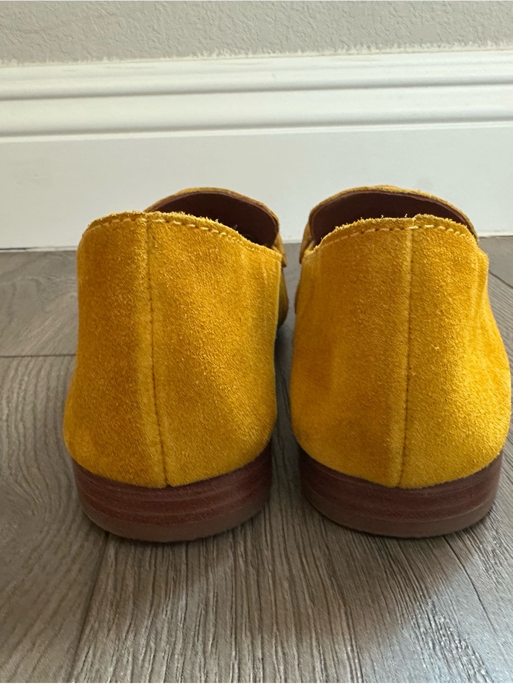 Tory Burch Women’s Mustard Yellow Soft Suede Logo Loafers - Picture 11 of 15